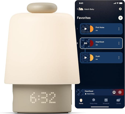 Hatch Baby Sound Machine, Night Light | Hatch Baby Model | Sleep Support | Registry Essential, Routine Builder, Time-to-Rise Alarm Clock, White Noise, Nursery Stories, Toddler Kids (Wi-Fi), Greige