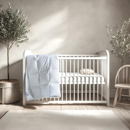 Continental Bedding Toddler Comforter, Microfiber Duvet Insert, Sleep Blanket with Cotton Shell, Fits Standard Crib, Toddler Bed, 39x47 Inches, White