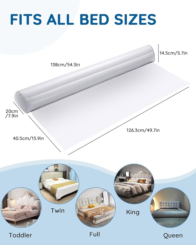 Lilian&Gema [2-Pack] Inflatable Bed Rails for Toddlers Travel Bed Bumper for King, Queen, Twin, Full-Size Bed Non-Slip Soft Flocking Portable Beds Rails for Hotel, Travel, Home