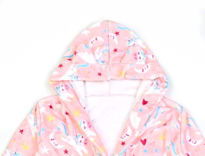 CHILDRENSTAR Girls Robe Kids Cat Bathrobes Plush Soft Fleece Pajamas Sleepwear