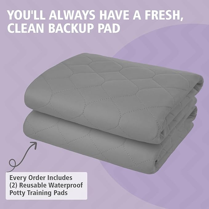Lynmark® 2X Toddler Potty Training Bed Pads - Soft Waterproof Bedwetting Pee Protector Mat for Kids - Multi-Layer Non-Slip Washable Incontinence Mattress Sheet Absorbs Up to 2000ml - 33" x 27", Grey