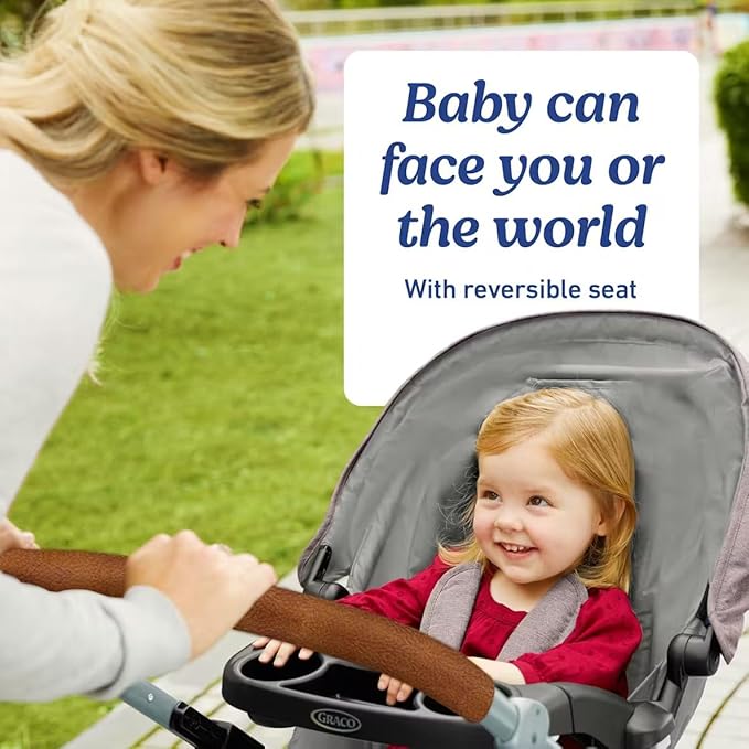 Graco Modes Closer Travel System with SnugRide 35 Lite LX Car Seat & Slide2Me Adjustable Height, Reversible, Lightweight, One-Step Fold, Nash