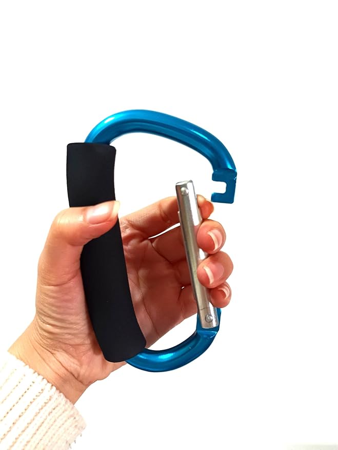 BanYakong Stroller Hooks by Baby,2 pcs Carabiner Stroller Hook Organizer for Hanging Purses, Diaper Bag, Shopping Bags. Clip Fits Single/Twin Travel Systems, Car Seats and Joggers(Sky Blue)