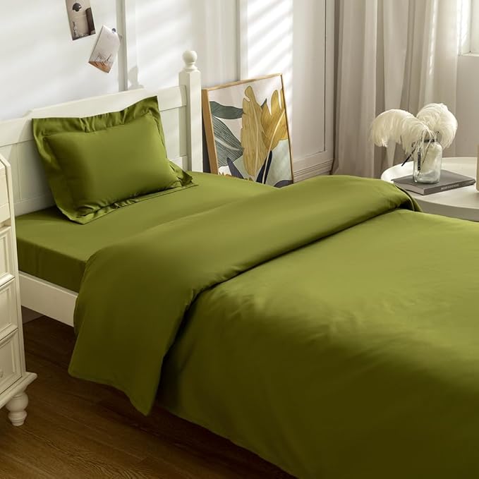 3 Piece Toddler Sheet Set,Sage Green Basics Bed Sheet Set for Toddler,Microfiber 3-Piece Sheet Set Soft Breathable Crib Bedding Set for Kids,Includes Flat Sheet, Fitted Sheet, Pillowcase
