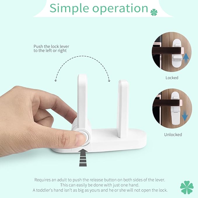Door Lever Lock 1 Pack, No Drilling or Tools Needed for Installation, ABS Material Door Handle Baby Proof with Strong 3M Adhesive, Prevents Toddlers from Opening Doors