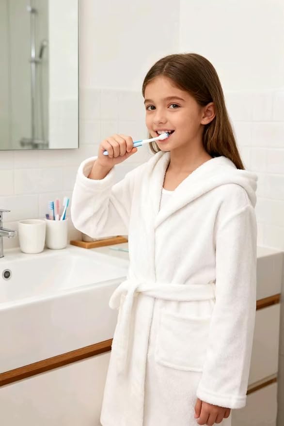 Boys Girls Robe Kids Flannel Hooded Bathrobe Sleepwear Pajamas Toddler Soft Plush Robes for Girls 2-16 Years