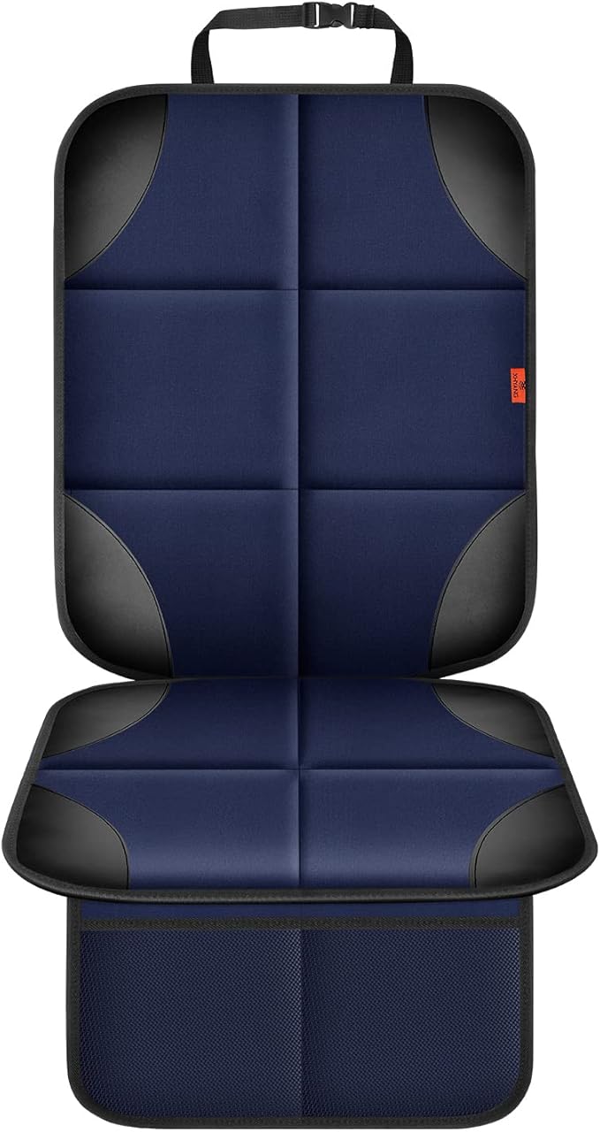 Car Seat Protector 1 Pack Car Seat Cushion Mat Thickest Padding,Waterproof 600D Fabric Car Seat Covers for Non-Slip Backing Mesh Pockets for Baby and Pet (Blue, 1 Pc)