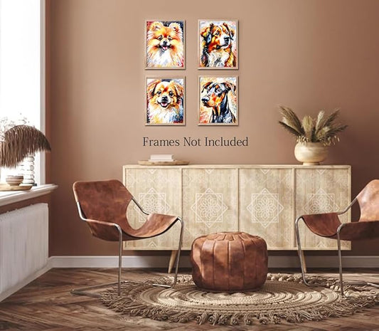 LNLAGBO Dogs Canvas Wall Art,Cute Dogs Canvas Wall Art,Funny Animal Dog Art,Dog Lover Sign Wall Decor,for Bedroom Nursery Baby Kids Room Wall Decor(8"x10"Unframed)
