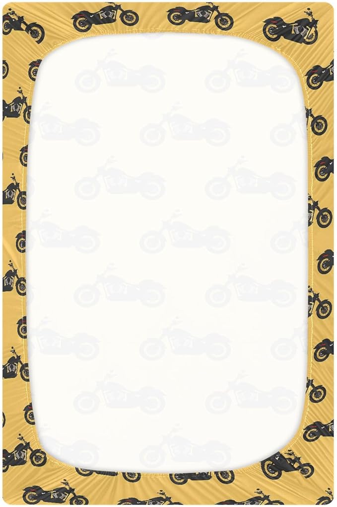 Baby Crib Sheets Fitted Crib Sheet Standard Crib and Toddler Mattress for Boys Girls 39 * 27in Pink Starfish Shell Pattern (Motorcycle Silhouettes On Yellow, Medium)