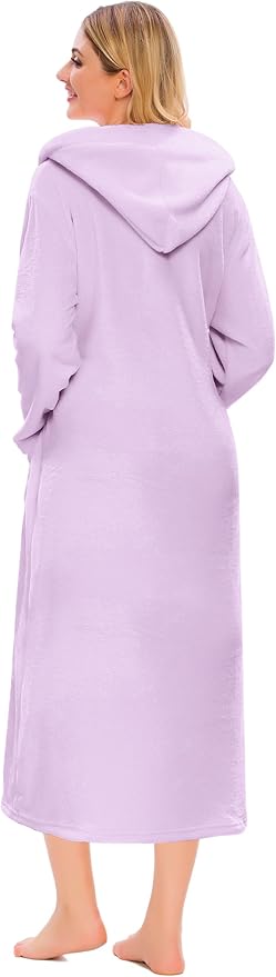 Umeyda Girls & Women Fleece Hooded Robes, Soft Fuzzy Bathrobe Warm Plush Fluffy Bath Robe for Kids Womens