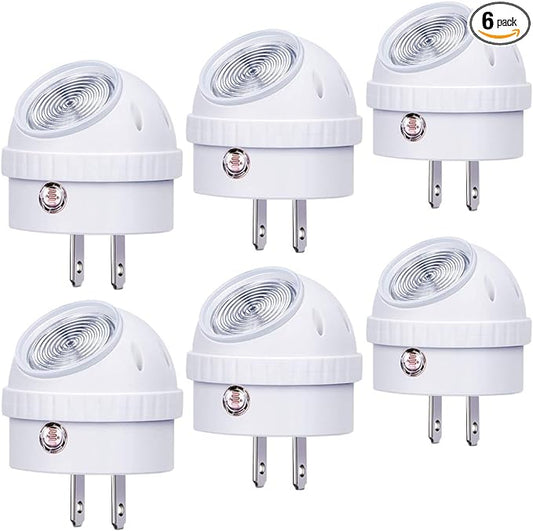 Emotionlite Plug-in Night Lights, Warm White LED Nightlight, 360° Rotation, Dusk to Dawn Sensor, Kids, Adult, Bedroom, Hallway, Bathroom,Kitchen, Stairways, Corridor, 6 Pack