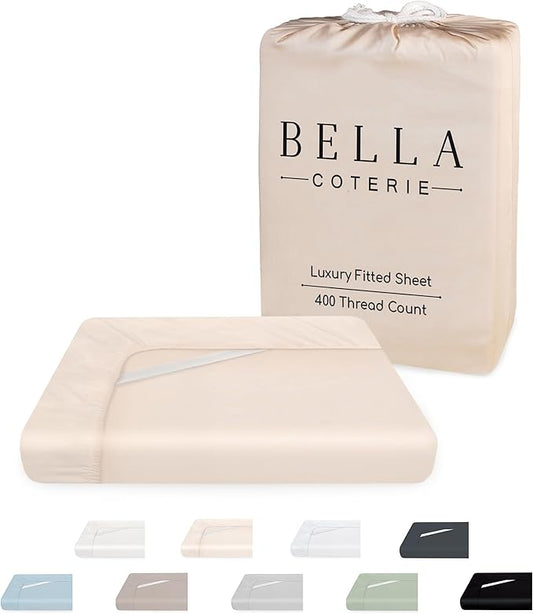 Bella Coterie Luxury Bamboo Viscose King Size Fitted Sheet | 100% Organically Grown | Ultra Soft | Cooling for Hot Sleepers | 18" Deep Pocket [Champagne]