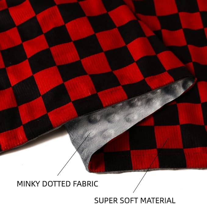 2 Pack Soft Black and White Checkered Baby Blankets for Unisex Girls or Boys Breathable Gender Neutral Nursery Double Layer Blankets with Dotted Backing for Newborn Toddlers (Red and Black)