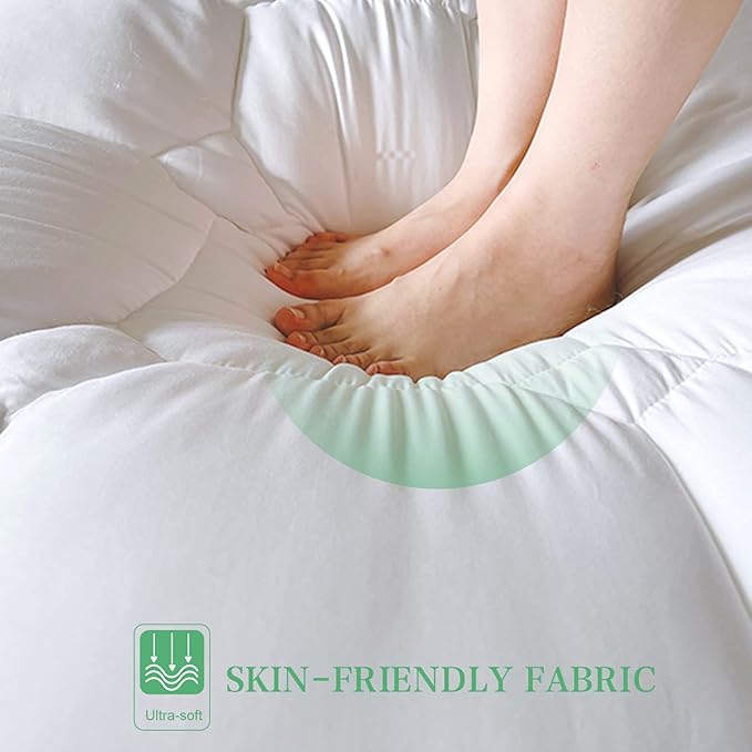 UNILIBRA King Size Mattress Pad Cooling Rayon from Bamboo, Quilted Fitted Mattress Protector Pillow Top Mattress Cover with Deep Pocket Up to 21 Inches, Ultra Soft Filling Mattress Topper
