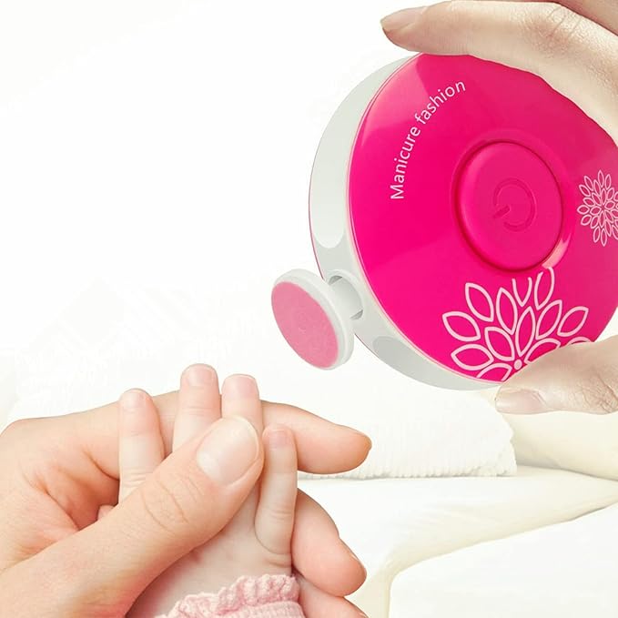 Baby Nail Trimmer Electric, Safe + Easy Baby Nail File, Baby Nail Clippers Nail Trimmer Kit for Newborn Infant Toddler, 6 Grinding Heads, Battery Operated (Battery Not Included)