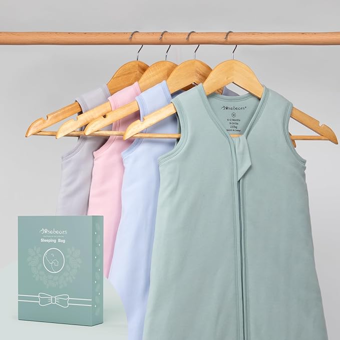 Mosebears Sleep Sack Baby Winter Wearable Blanket with 2-Way Zipper,2.5 TOG Cotton Sleep Sack Unisex (Fog Blue, 0-6 Months)