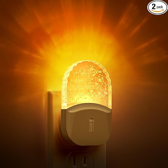 Night Lights Plug Into Wall [2 Pack], Amber Warm Night Light, 1800K, Dusk to Dawn Sensor, Adjustable Brightness LED Night Light for Bathroom, Hallway, Stairway