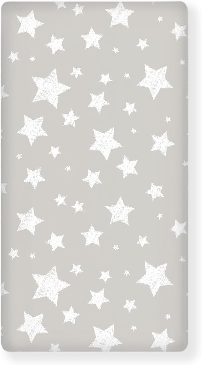 White Cute Stars Fitted Crib Sheet Stars Baby Crib Sheet Fit Standard Crib and Toddler Mattress,Crib Mattress Sheets for Boys Girls 28"x52"