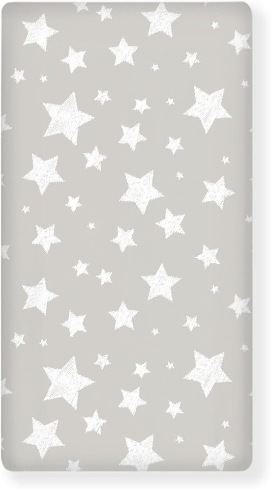 White Cute Stars Fitted Crib Sheet Stars Baby Crib Sheet Fit Standard Crib and Toddler Mattress,Crib Mattress Sheets for Boys Girls 28"x52"