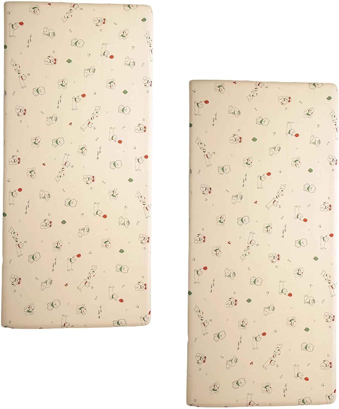 SDY Dog Jersey Crib Sheets, Cute Animal Crib Sheets for Standard CribMattress&Toddler Bed Mattress Cover,2 Packed, Size52 x28 x8, Super Soft Jersey Fitted Sheet for Baby Boys and Girls