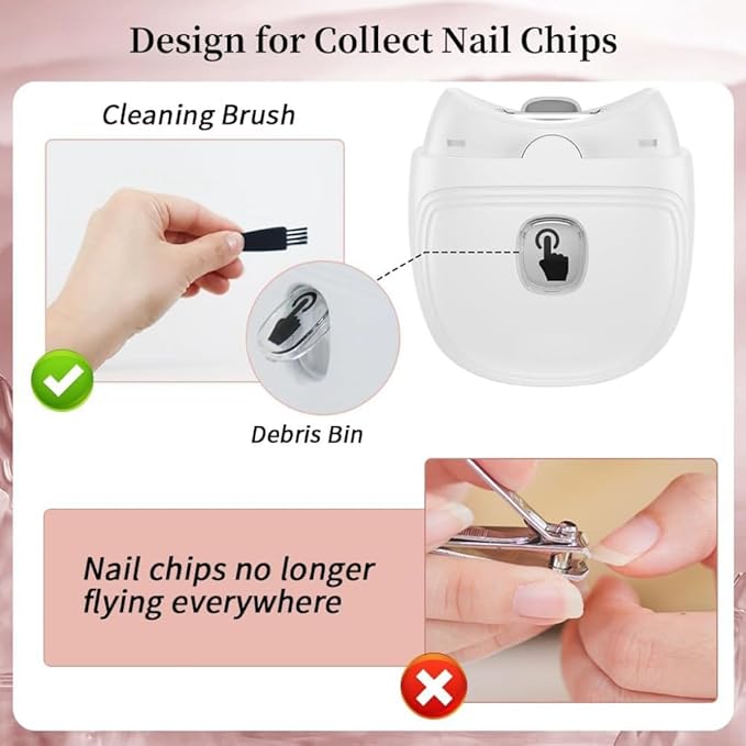 Automatic Electric Nail Clipper Baby Electric Nail Trimmer 2 Speed Rechargeable Kit for Elderly Baby Nail Trimmer LED Light Manicure Set Gift for Kids,Adult