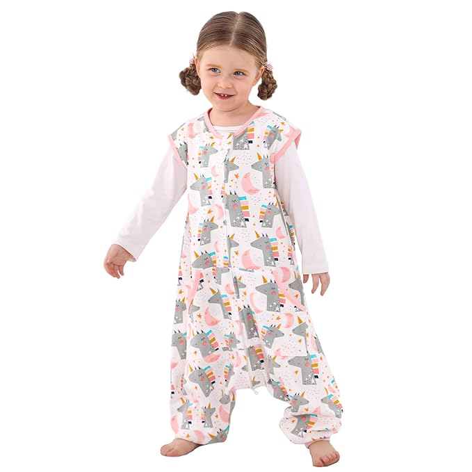 WONDAY Toddler Sleep Sack with Feet, 0.5 Tog Sleeping Sacks for Walking with Legs 2T 3T