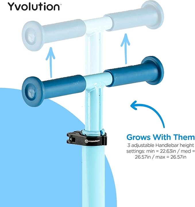 Yvolution Y Glider Air Scooter for Kids, 3 Wheel Scooter for Toddlers 4 Adjustable Height Glider with Kick Scooters, Lean to Steer with LED Flashing Light for Children Ages 3+ Years Old