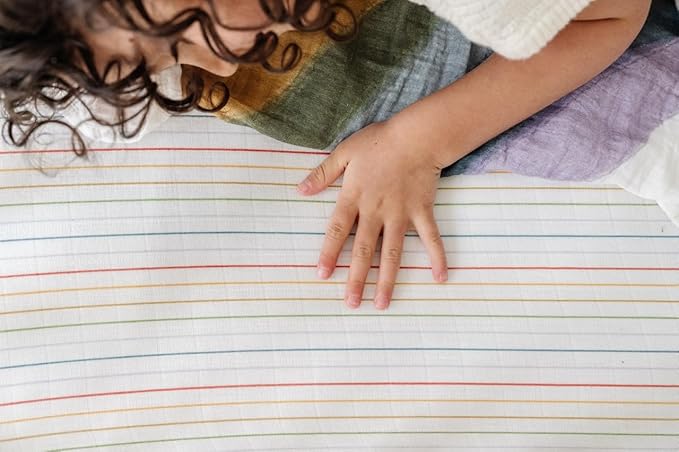 Clementine Kids Crib Sheets (Rainbow Stripe)