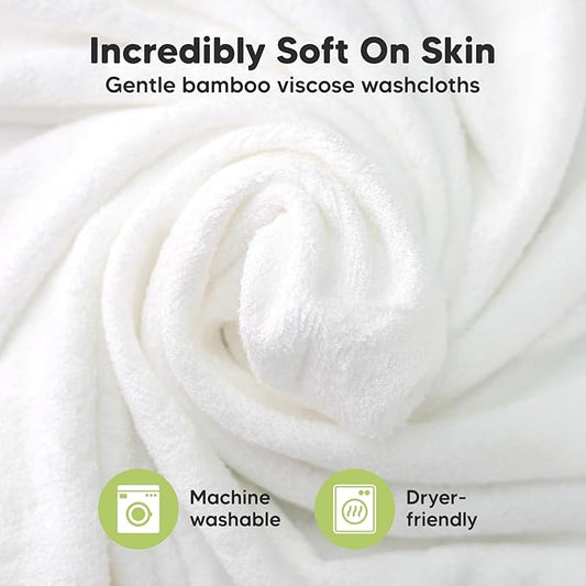 6-Pack Baby Washcloths - Soft Absorbent Viscose from Bamboo Wash Cloths for Babies, Kids, Toddlers, Infant, Newborn Bath Towels, Gentle on Sensitive Skin, 10x10 Reusable Face Towels (Dove)