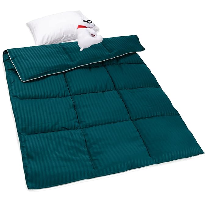 ZPECC Toddler Down Alternative Comforter, 39x47 Hypoallergenic Baby Blanket Quilt, Soft Breathable Lightweight All Season Kids Duvet Insert for Crib Stroller Cot Daycare, Teal