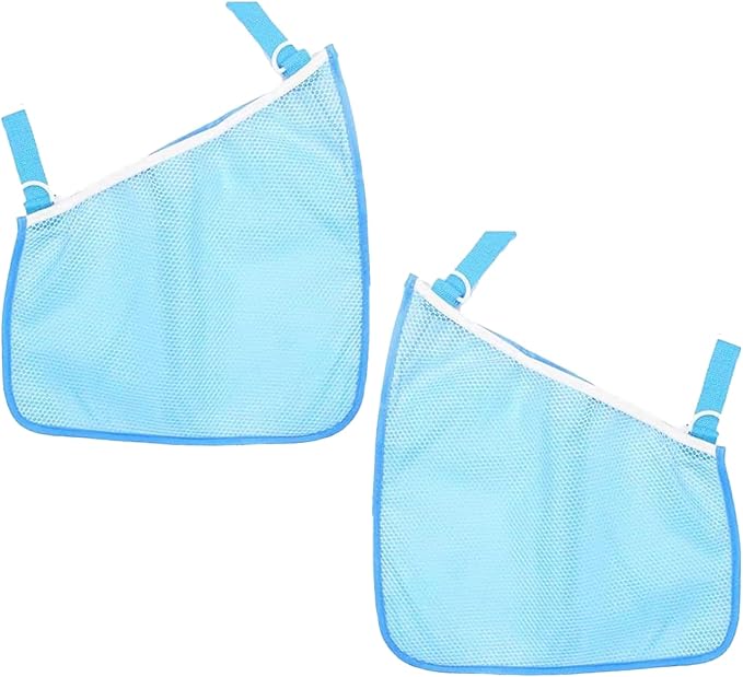 Peixiong 2 Pack Side Sling Cargo Stroller Net, Universal Stroller Organizer Bag, Non-Slip and Adjustable Straps Storage Mesh Cargo Net for Stroller Storage (Blue)