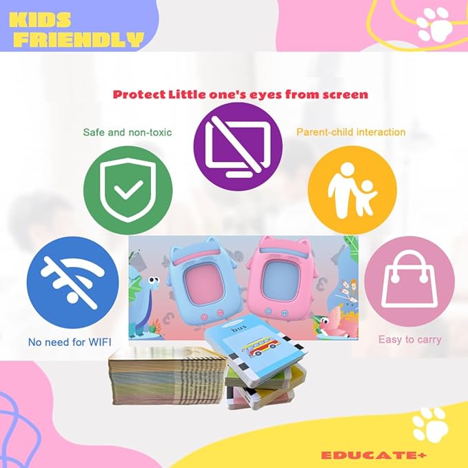 Pocket Speech Talking Flash Cards with 274 100% Durable FlashCards, learning & education toys, autistic kids must haves, See and Say, preschool toys & Gifts for Grandkids, flash cards for toddlers 1-3