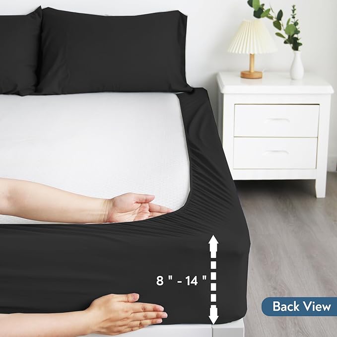 2 Pack Twin Mattress Protector Waterproof Cover, Machine Washable 14" Deep Pocket Twin Size Mattress Covers for Kids Bed, Black