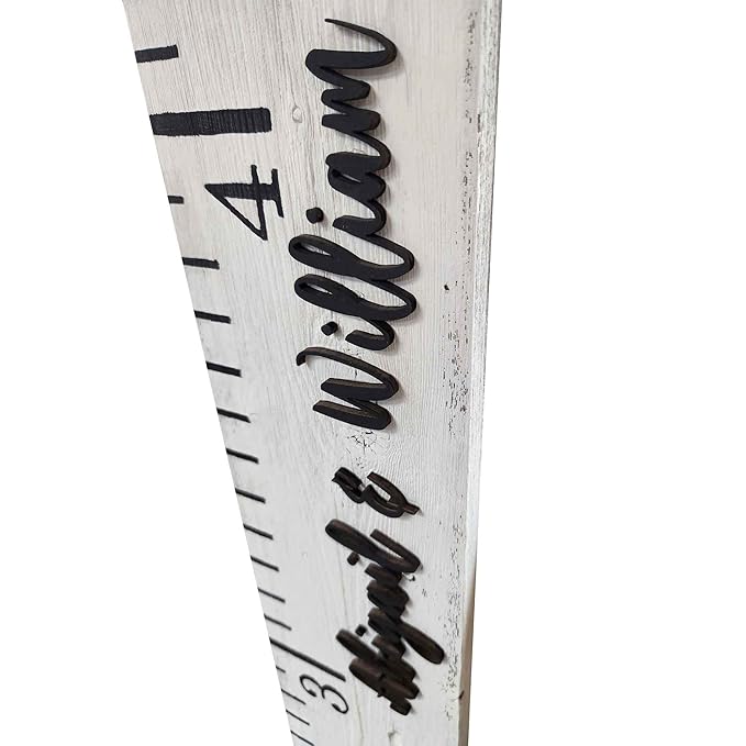 Rockin' Wood Custom Name Growth Chart Reclaimed Wood Naturally Weathered Hand Painted Kids Toddler Children Ruler Style Growth Measurement Chart No Vinyl Weathered Grey