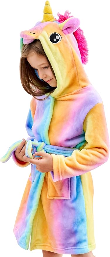 Doctor Unicorn Soft Unicorn Hooded Bathrobe Sleepwear - Unicorn Gifts for Girls