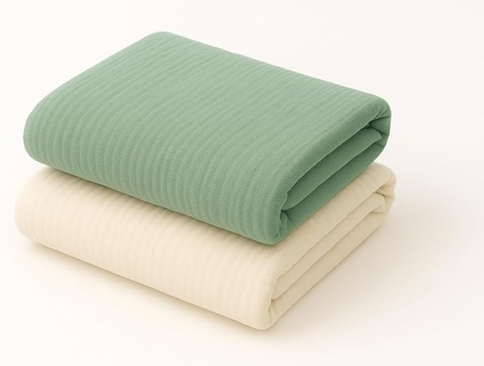 Mère & Moi Muslin Fitted Crib Sheets – 100% Cotton, Ultra-Soft & Breathable Baby Bedding for Standard Crib & Toddler Mattress (28” x 52”) - 2 Pack (Green and Cream)
