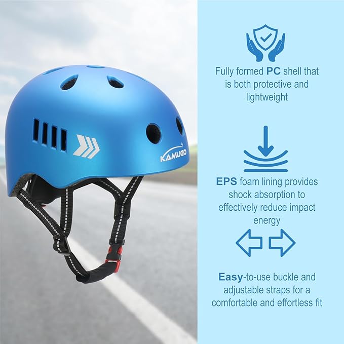 KAMUGO Kids Bike Helmet Set, Toddler Helmet for Ages 2-8 Boys Girls with Sports Protective Gear Set Knee Elbow Wrist Pads for Skateboard Cycling Scooter Rollerblading