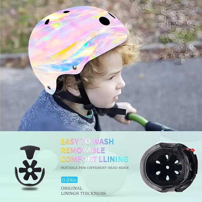 Adjustable Color Gradient Toddler Kids Bike Helmet for 3-5-8-14+Ages Girls Boys.Skateboard Bicycle Toddler Helmet 2-4 Years for Multi-Sports Cycling Scooter Inline Roller Skates Rollerblading