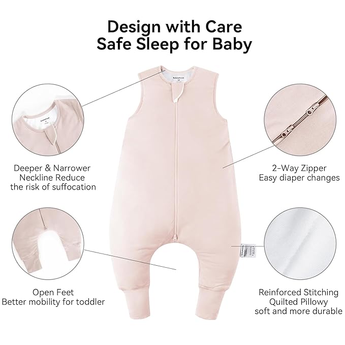 BubblePanda Rayon Made From Bamboo Toddler Sleep Sack with Feet 6-12 Months 2.5 Tog Winter Ultra Soft Warm Baby Sleep Bag Walker Quilted Thick Wearable Blanket with Legs 2-Way Zipper