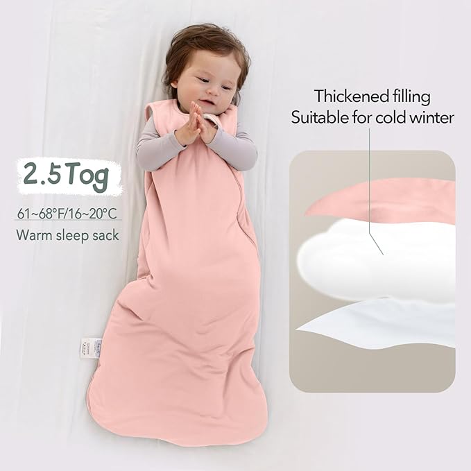 Rayon Made from Bamboo Sleep Sack 24-36 Months 2.5 Tog Winter Supersoft Toddler Sleep Sack 2t-3t for Unisex Girl Boy Thick Warm Baby Sleeping Bag 2-Way Zipper Baby Wearable Blanket