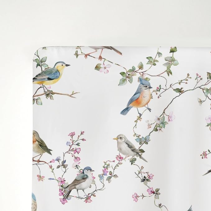 Watercolor Cute Birds Baby Crib Sheets for Boy Girl 52"x28" Spring Garden Bird Floral Leaves Soft Snug Fitted Crib Mattress Cover Sparrow Farmhouse Baby Sheet for Standard Crib and Toddler Mattress
