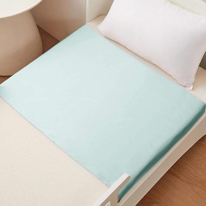 THXSILK 7A+ Grade 100% Mulberry Silk Crib Sleeve for Baby Hair Loss Prevention Baby Boys All Standard Bassinet/Cradle/Cot/Crib Mattress 41.4inch*20.5inch, Light Blue