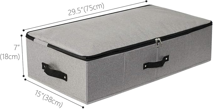 AMJ Under Bed Clothes Organizer Large Storage Bins with Durable Fabric, 4 Reinforced Handle, for Clothing, Shoes, Blankets, Sweaters, Toys, Dark Grey, 2 Pack