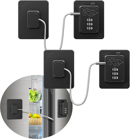 2-Pack Password Refrigerator Lock, Combination Child Proof Safety Lock，Baby Proofing fridge lock，Door Latches for Fridge Cabinet Drawer Closet, Freezer Lock No Keys Needed (Black)