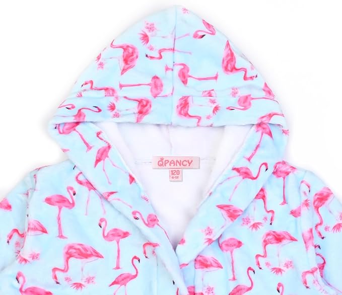 QPANCY Girls Robe Kids Bathrobes Soft Plush Fleece Pajamas Sleepwear