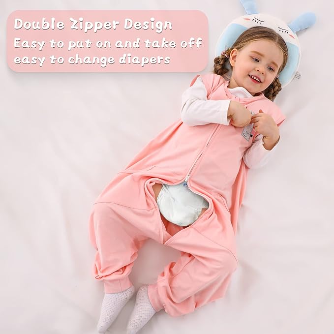WONDAY Toddler Sleep Sack with Feet, 0.5 Tog Sleeping Sacks for Walking with Legs 2T 3T