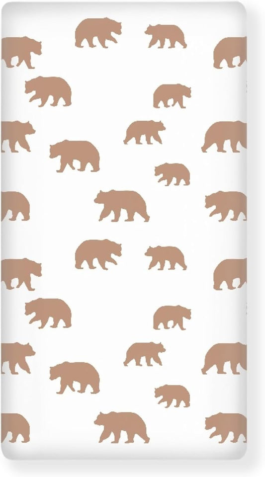 Cute Brown Bear Fitted Crib Sheet Bears Print Baby Crib Sheet Fit Standard Crib and Toddler Mattress,Crib Mattress Sheets for Boys Girls 28"x52"
