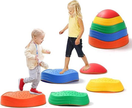 Fanboxk Stepping Stones for Kids,Non-Slip Toddler Sensory Stepping Stones for Promoting Toddler Balance Coordination Skills,Obstacle Courses Sensory Toys Outdoor or Indoor Play for Kids Age 3-8