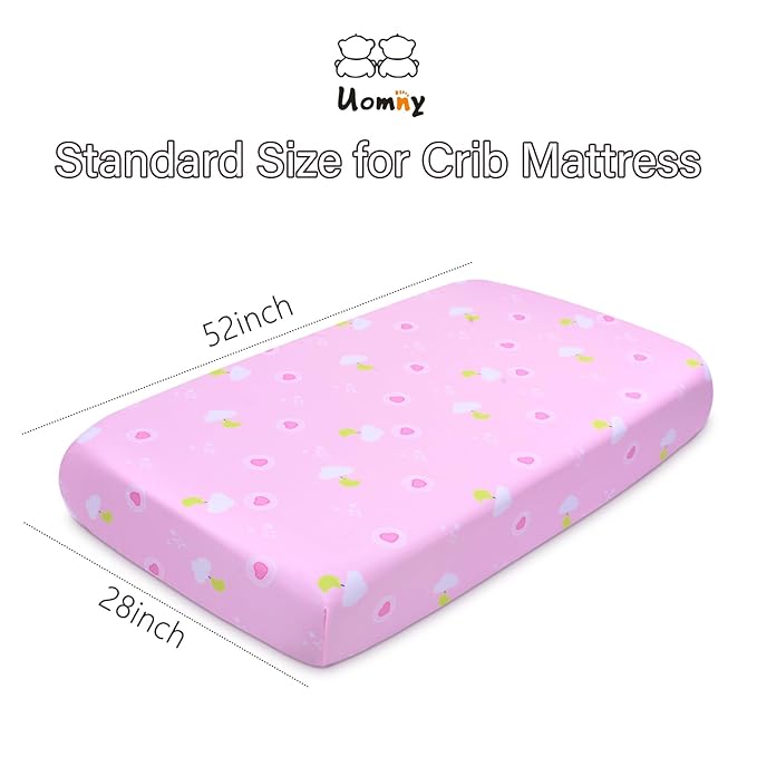 UOMNY Crib Sheet, Pink Clouds Crib Sheets Baby Sheet for Standard Crib and Toddler Mattresses Nursery Bedding Sheet Crib Mattress Sheets for Boys and Girls 1 Pack Toddler Sheet