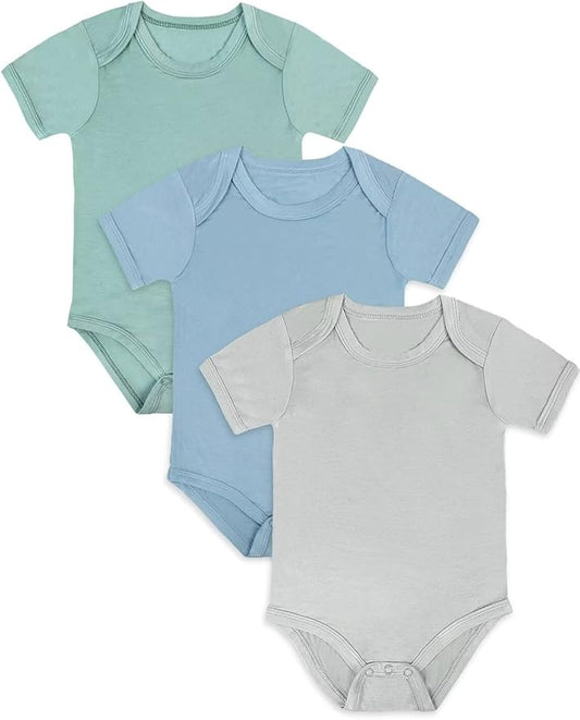 Bamboo Rayon Baby Bodysuit,Short Sleeve Bodysuits Solid Color Outfits for Infant Boys Girls Soft Clothes